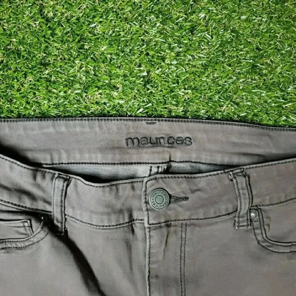 Maurices Womens Size L - R Maroon Gray Skinny Denim Jeans - Picture 4 of 9